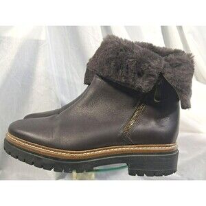 Fabianelli Women's Brown Leather Shearling Boots Shoes Size 39 US 8.5